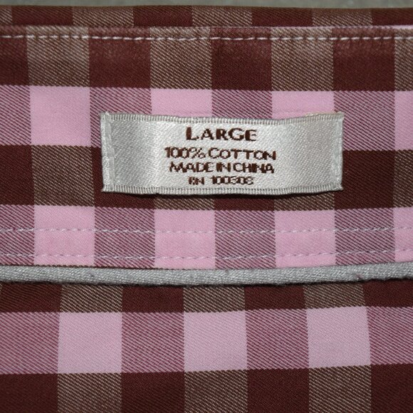 PETER MILLAR Pink Check Long Sleeve Button Down Cotton Shirt Size L - Picture 6 of 8